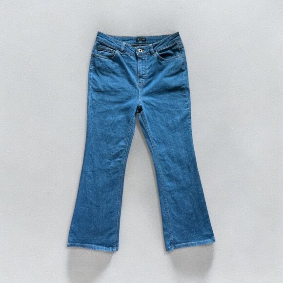 Massimo Dutti Womens Jeans Semi Flared Sz 4 Denim High Rise Medium Wash Stretch - Picture 1 of 9